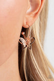Paparazzi Earrings - Butterfly Freestyle - Rose Gold