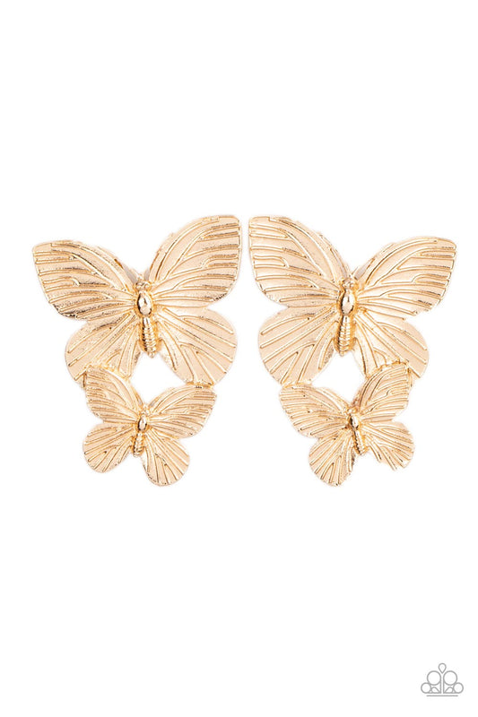 Paparazzi Earrings - Blushing Butterflies - Gold