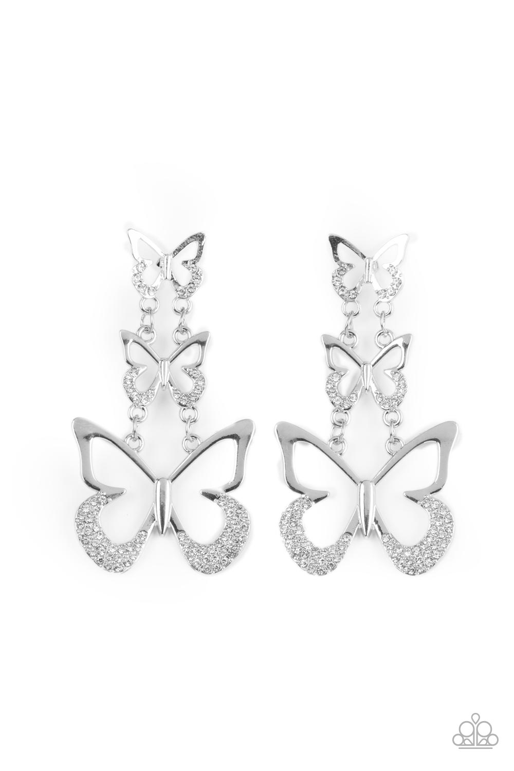 Paparazzi Earrings - Flamboyant Flutter - White