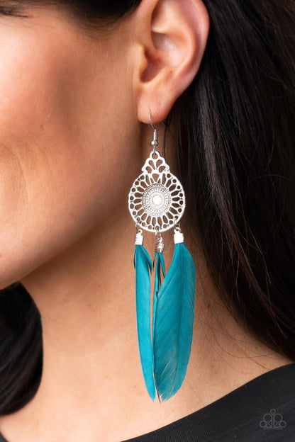 Paparazzi Earrings - Pretty in PLUMES - Blue