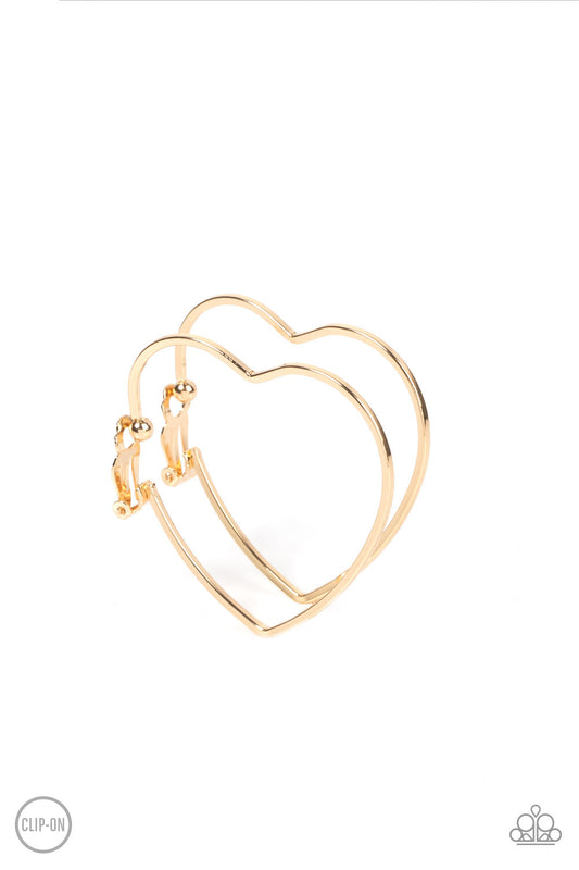 Paparazzi Earrings - Harmonious Hearts - Gold Clip Ons