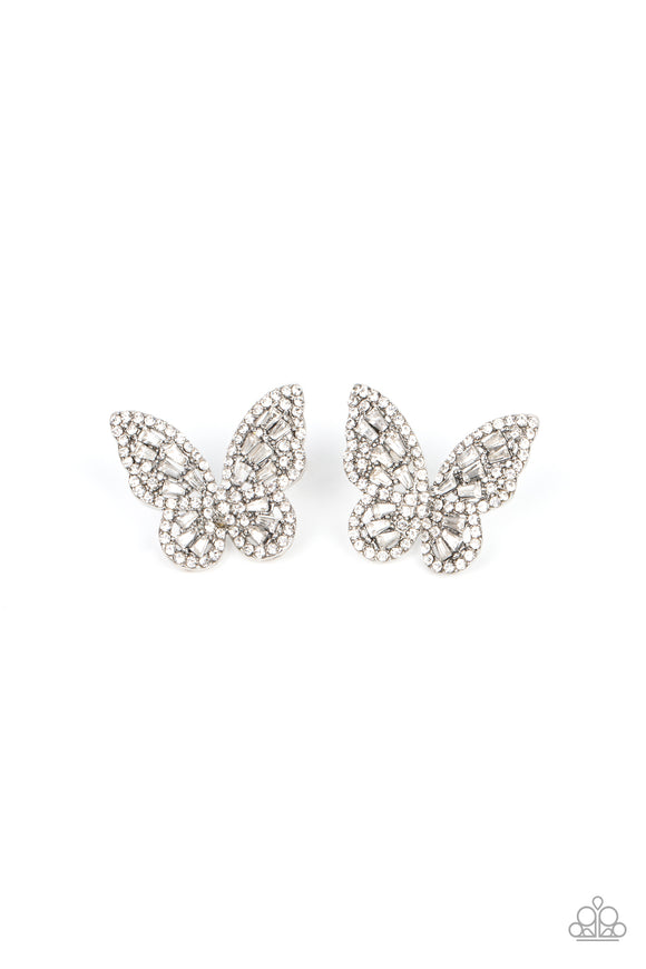 Paparazzi Earrings - Smooth Like FLUTTER - White