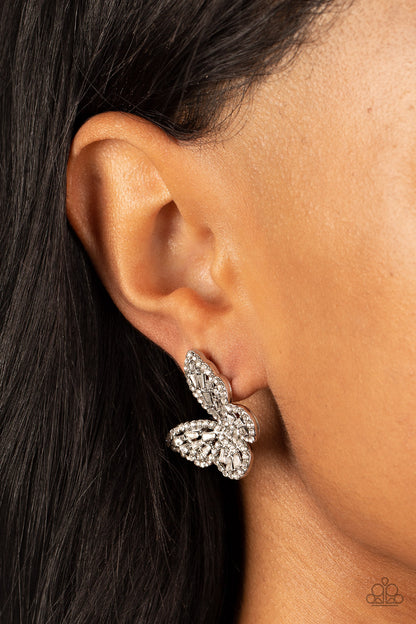 Paparazzi Earrings - Smooth Like FLUTTER - White