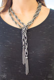 Paparazzi Blockbuster Necklace - SCARFed for Attention - Gunmetal