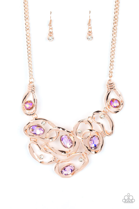 Paparazzi Necklace - Warp Speed - Rose Gold - Life of the Party July 2022