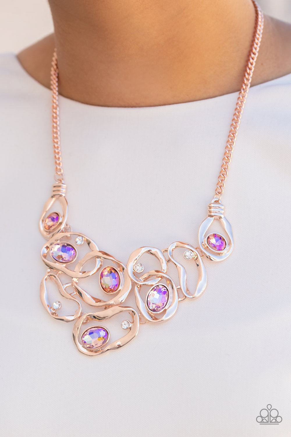 Paparazzi Necklace - Warp Speed - Rose Gold - Life of the Party July 2022