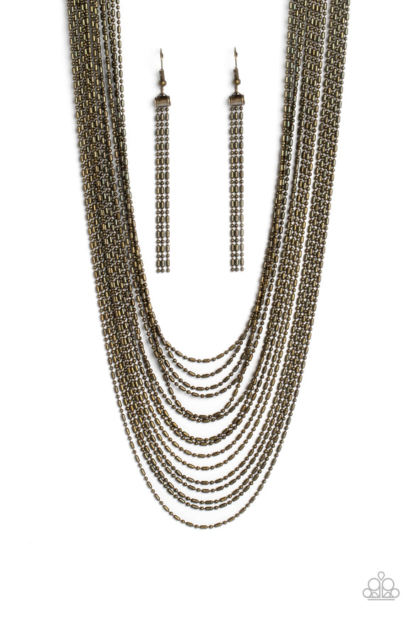 Paparazzi Necklace - Cascading Chains - Brass
