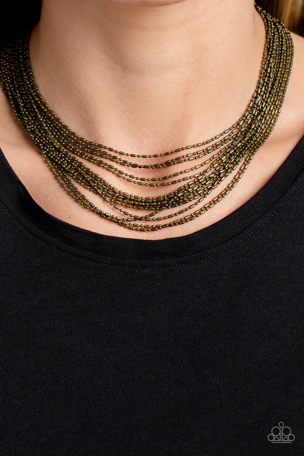 Paparazzi Necklace - Cascading Chains - Brass