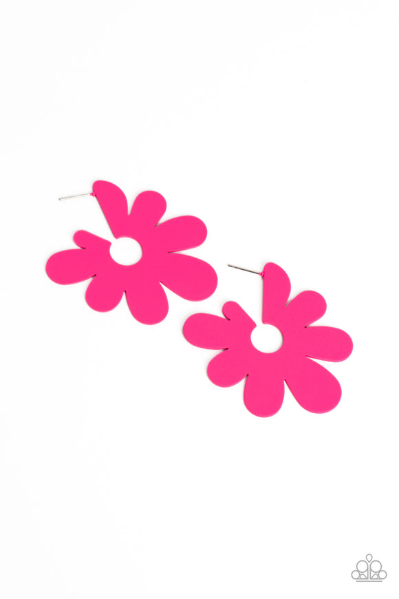 Paparazzi Earrings - Flower Power Fantasy - Pink