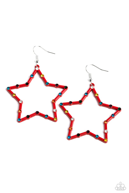 Paparazzi Earrings - Confetti Craze - Red