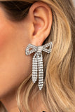 Paparazzi Earrings - Just BOW With It - White - Life of the Party August