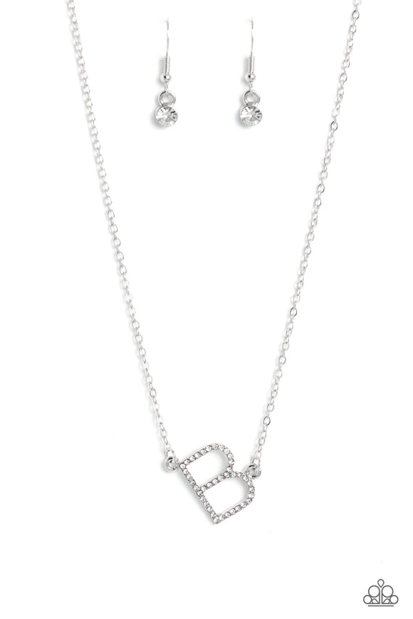 Paparazzi Necklace - INITIALLY Yours - B - White