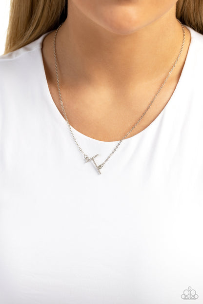 Paparazzi Necklace - INITIALLY Yours - T - White