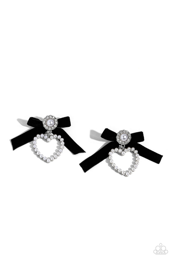 Paparazzi Earrings - BOW and Then - Black