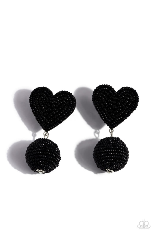 Paparazzi Earrings - Spherical Sweethearts - Black