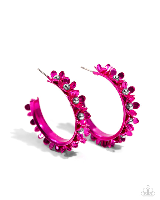 Paparazzi Earrings - Fashionable Flower Crown - Pink