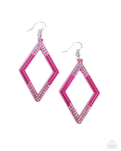 Paparazzi Earrings - Eloquently Edgy - Pink