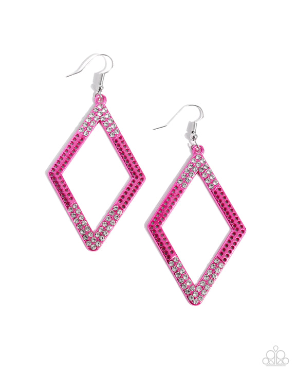 Paparazzi Earrings - Eloquently Edgy - Pink