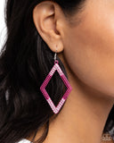 Paparazzi Earrings - Eloquently Edgy - Pink