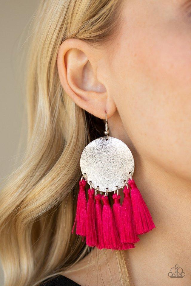 Paparazzi Earrings - Tassel Tribute - Pink