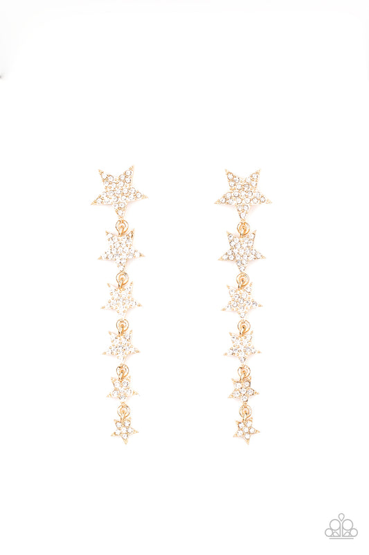 Paparazzi Earrings - Americana Attitude - Gold