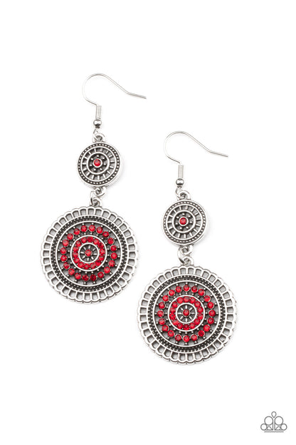 Paparazzi Earrings - Bohemian Bedazzle - Red