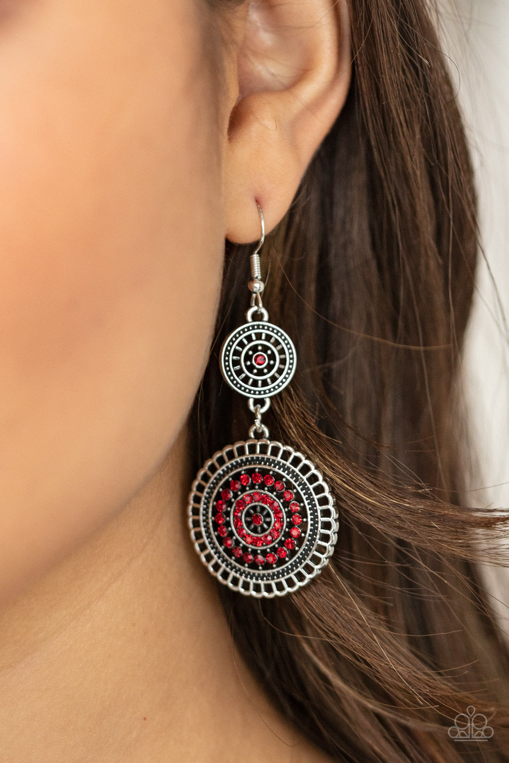 Paparazzi Earrings - Bohemian Bedazzle - Red