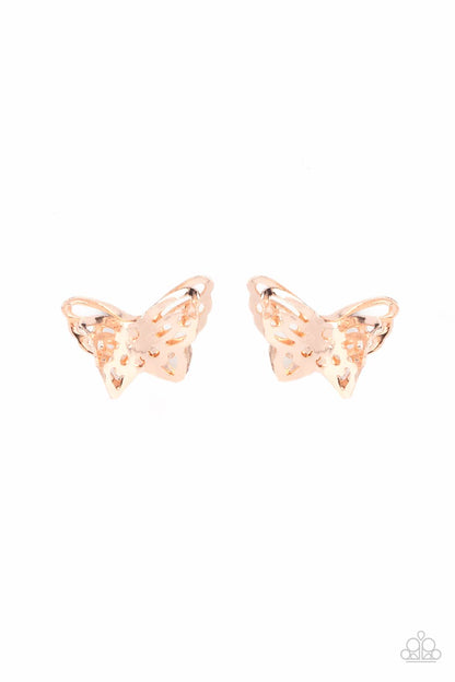 Paparazzi Earrings - Flutter Fantasy - Rose Gold