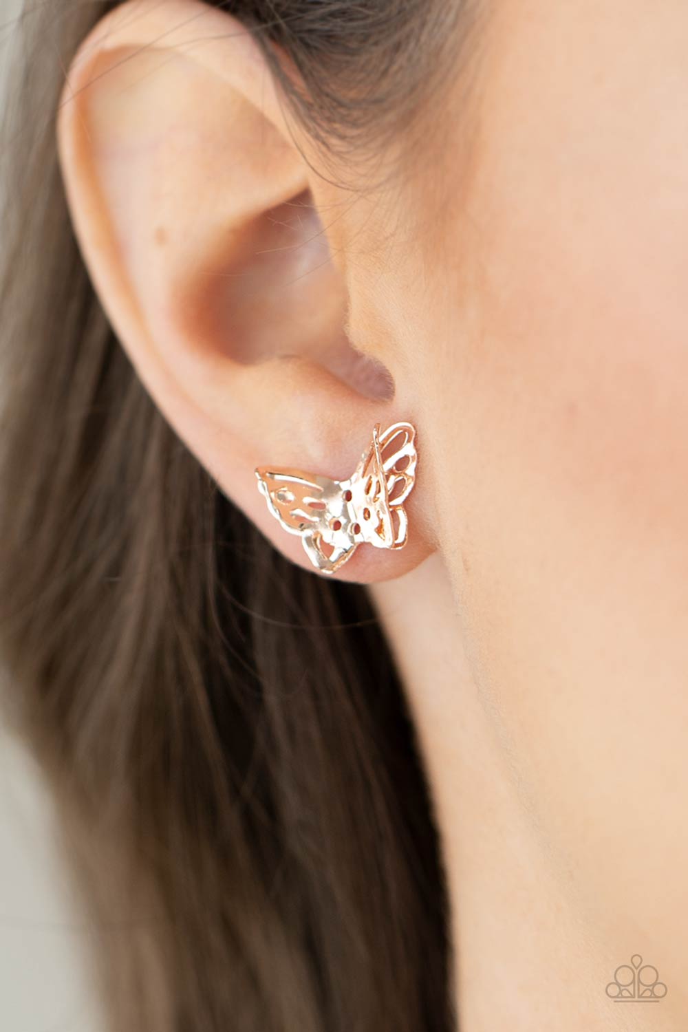 Paparazzi Earrings - Flutter Fantasy - Rose Gold