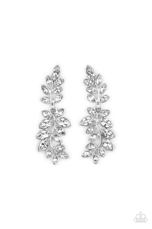 Paparazzi Earrings - Frond Fairytale - White