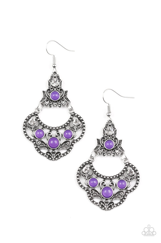 Paparazzi Earrings - Garden State Glow - Purple