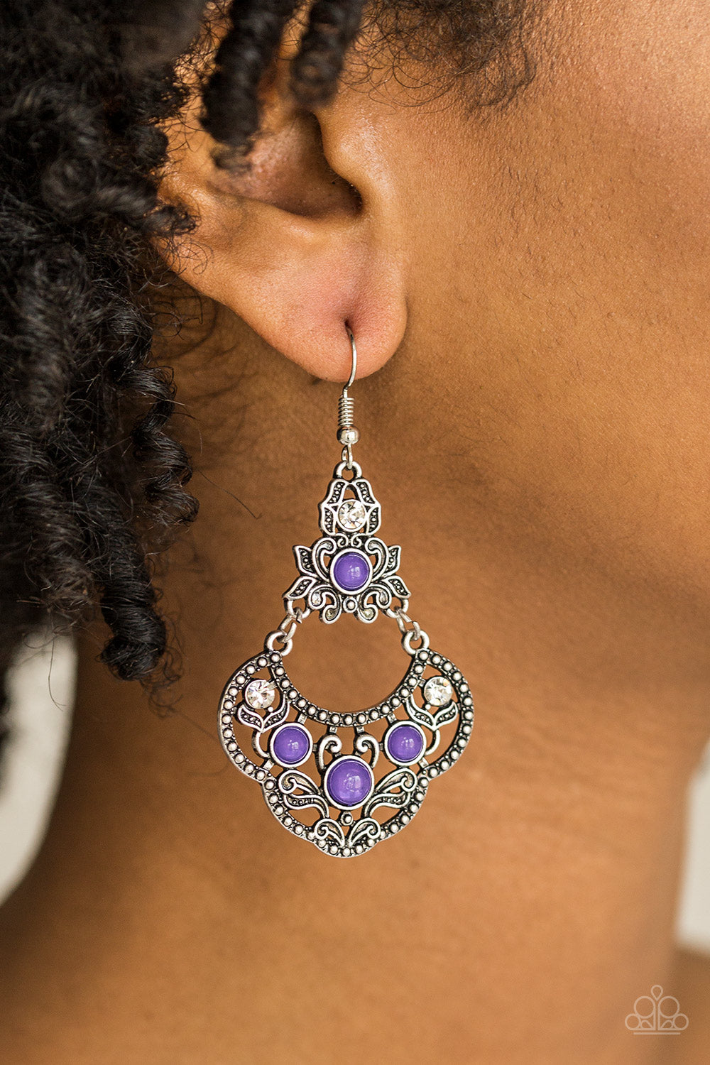 Paparazzi Earrings - Garden State Glow - Purple