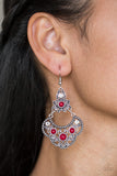 Paparazzi Earrings - Garden State Glow - Red