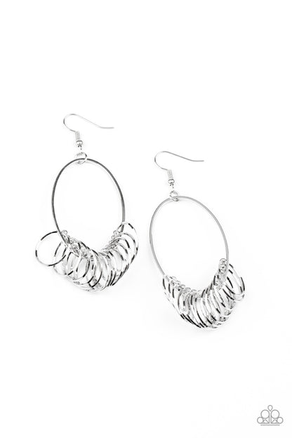 Paparazzi Earrings - Halo Effect - Silver