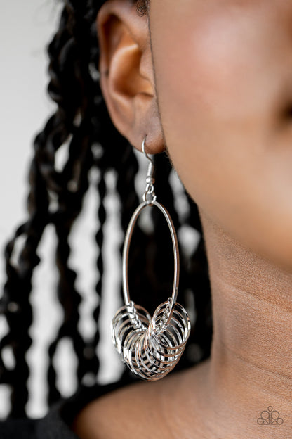 Paparazzi Earrings - Halo Effect - Silver