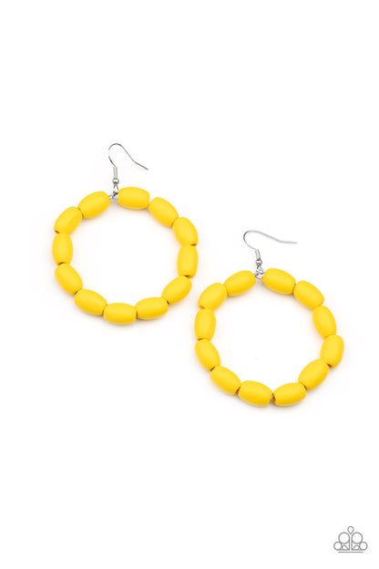 Paparazzi Earrings - Living The WOOD Life - Yellow