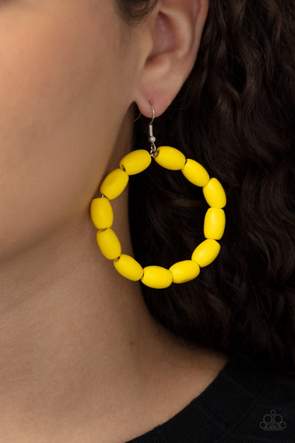 Paparazzi Earrings - Living The WOOD Life - Yellow