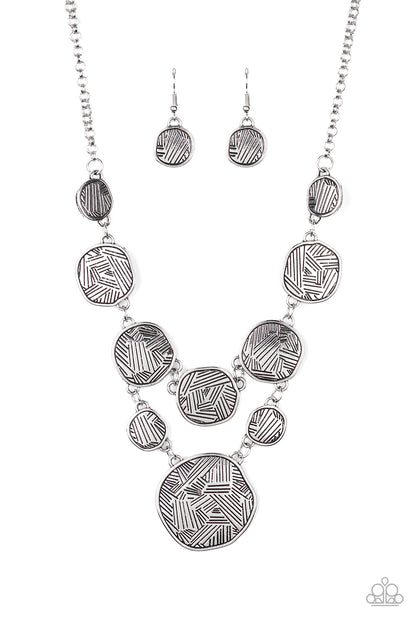 Paparazzi Necklace - Metallic Patchwork - Silver