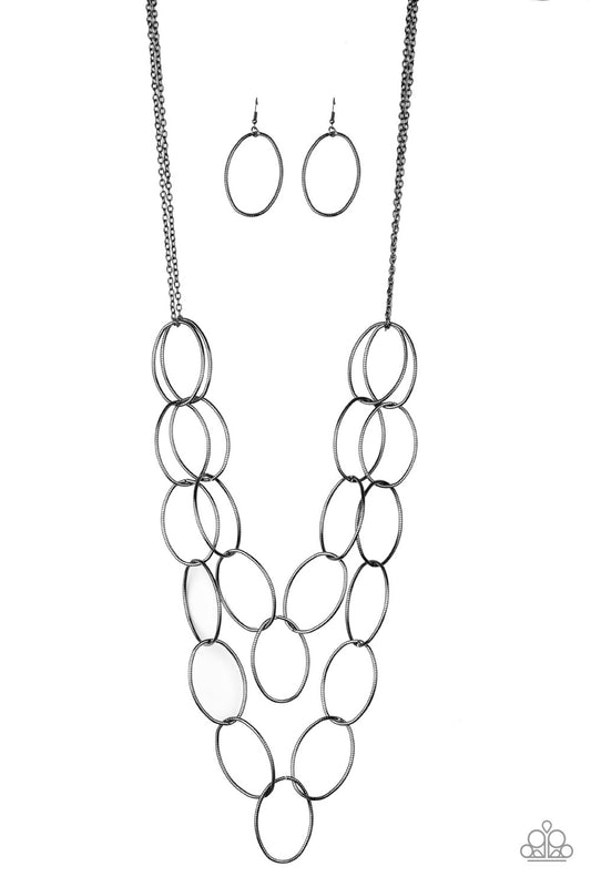 Paparazzi Necklace - Move On OVAL - Black