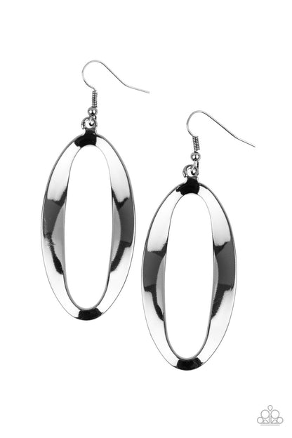 Paparazzi Earrings - OVAL My Head - Black