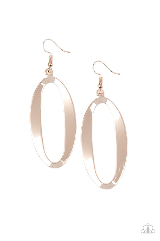 Paparazzi Earrings - OVAL My Head - Rose Gold