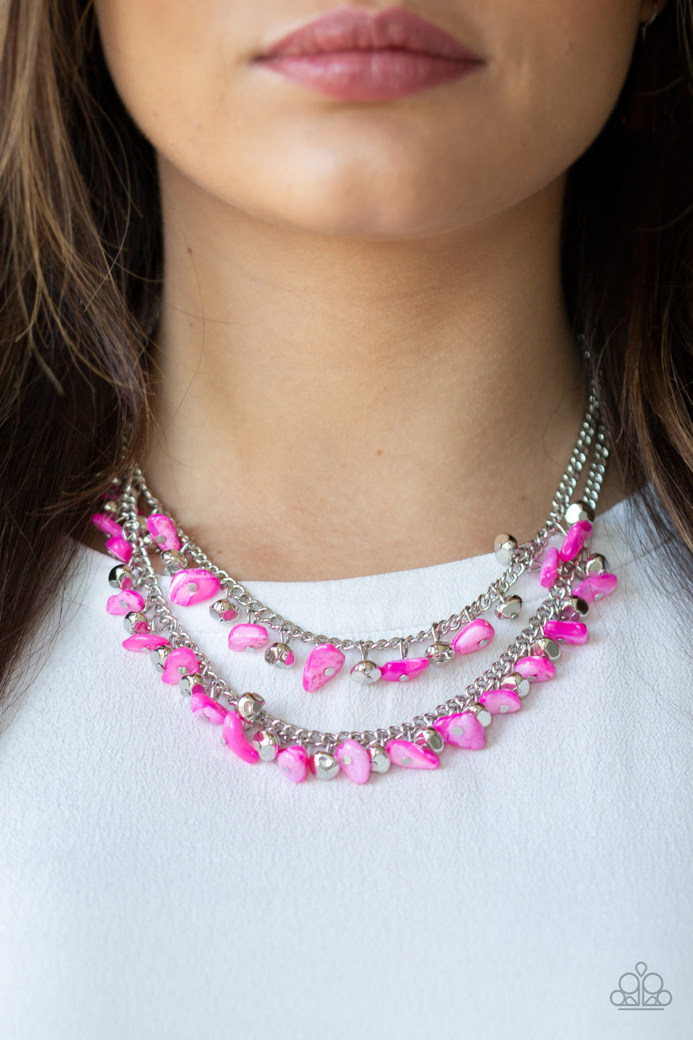 Paparazzi Necklace - Pebble Pioneer - Pink