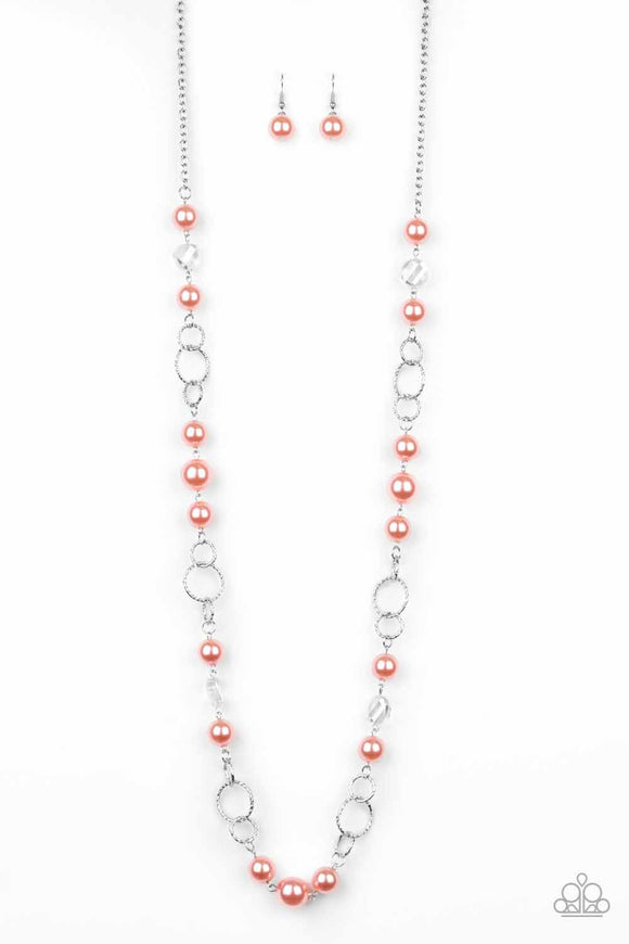 Paparazzi Necklace - Prized Pearls - Orange
