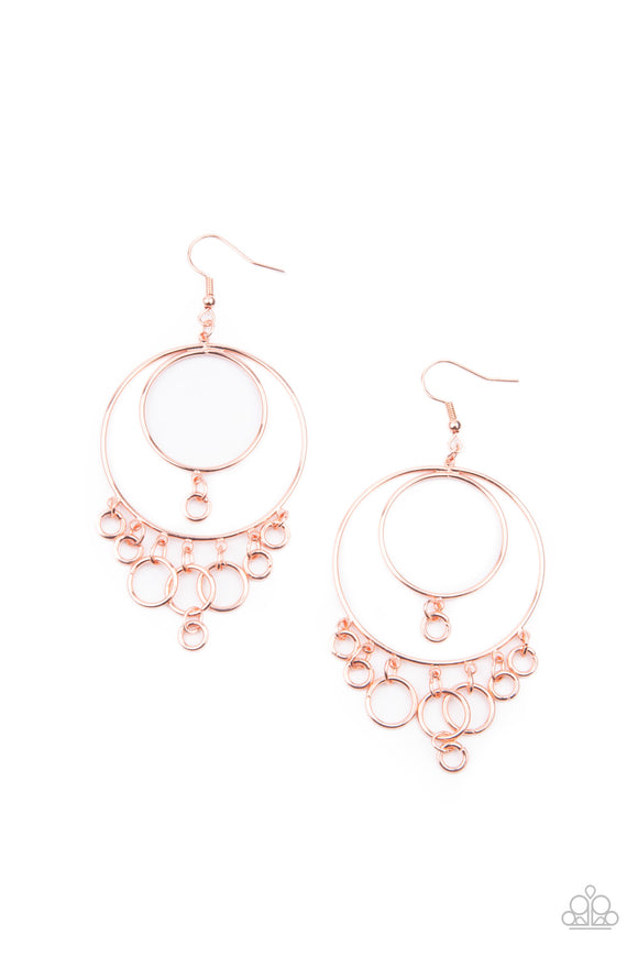 Paparazzi Earrings - Roundabout Radiance - Copper