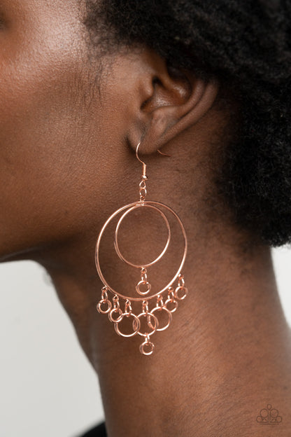 Paparazzi Earrings - Roundabout Radiance - Copper