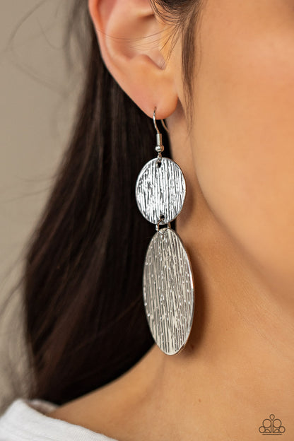 Paparazzi Earrings - Status CYMBAL - Silver