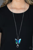 Paparazzi Necklace - The Social Butterfly Effect - Blue Lanyard