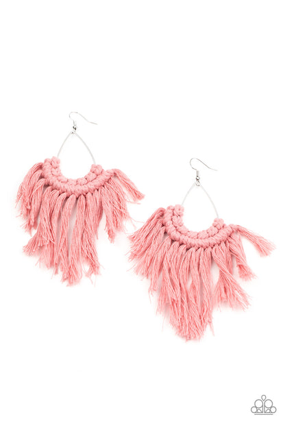 Paparazzi Earrings - Wanna Piece Of MACRAME? - Pink