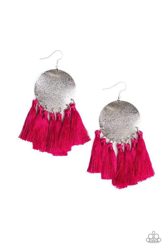 Paparazzi Earrings - Tassel Tribute - Pink