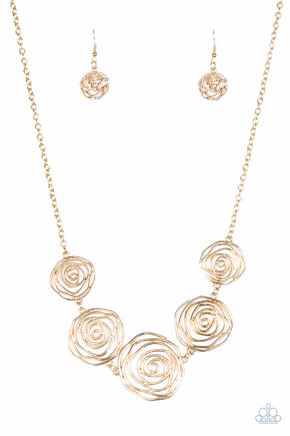 Paparazzi Necklace - Rosy Rosette - Gold